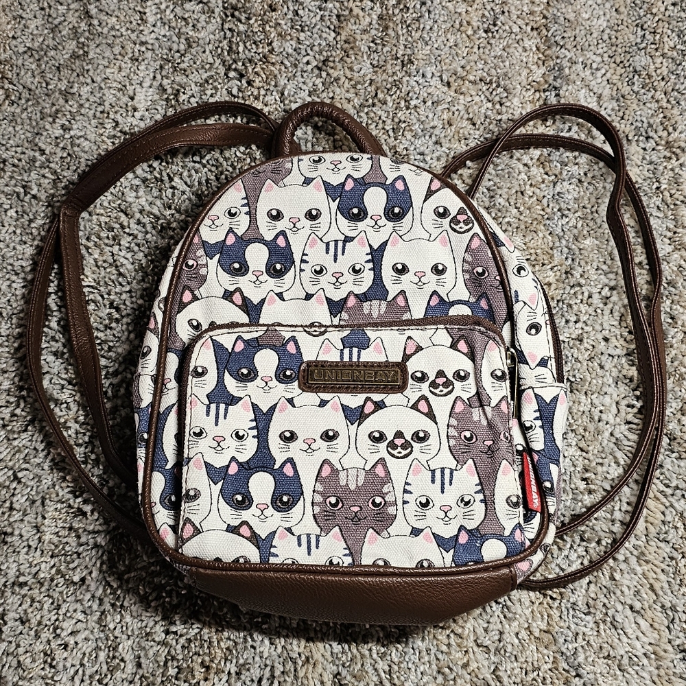 Unionbay Cat Backpack • Canvas • Leather Type Adjustable Straps • Cute • Purse